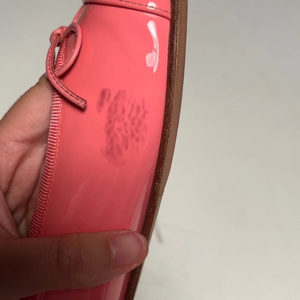 CHANEL Coral Pink Patent Leather Flats